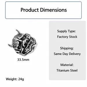 Men's retro vintage titanium steel ring bull demon king Gothic punk biker jewelry piece