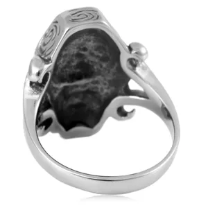 Men's vintage gothic skull coffin titanium steel ring punk cool biker jewelry accessory.