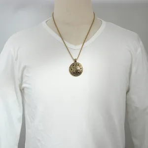 Men vintage stainless steel hexagram pendant necklace punk occult amulet jewelry metal chain