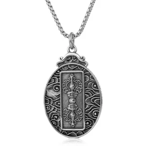Collar con colgante de mazo vajra de acero inoxidable retro para hombres y mujeres