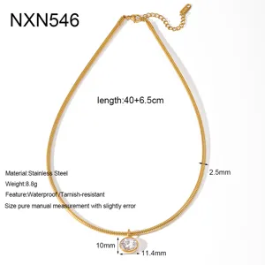 Collana Girocollo a Catena Serpente in Acciaio Inossidabile con Zircone Dorato Specifica