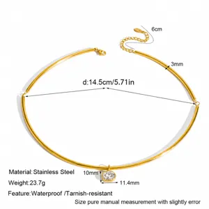 Collier ras de cou géométrique minimaliste en acier inoxydable avec pendentif zircon
