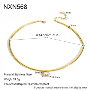 Collier ras du cou en acier inoxydable géométrique zircon marquise étanche bijoux