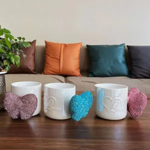 Modernes Keramik Kaffeebecher Mit Diamant Herz Griff Süße Büro Wassertasse Für Frauen Mädchen Tägliches Trinkgeschirr