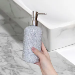 Rhinestone soap dispenser bottle luxury diamond shampoo pump bottle for bathroom decor
