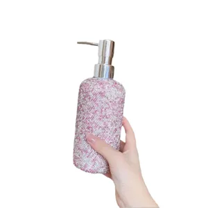 Rhinestone soap dispenser bottle, decorative pump bottle for bathroom lotion and liquid hand soap