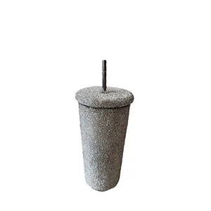 Bling rhinestone tumbler with straw 750ml sparkly crystal insulated water cup gift