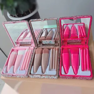 Tragbares Strass Make-up Pinsel Set Mit Spiegel Reise Kosmetik Aufbewahrungsbox Multifunktional Puderpinsel