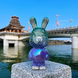 Mini Handheld Desktop USB Ventilator Süßes Cartoon Kaninchen Design Gradient Galvanisiert Reise Tragbarer Kühlventilator Tischdeko