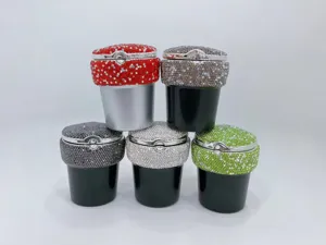 Kristall Strass Auto Aschenbecher LED Sternenhimmel Becherform Mülleimer Autodekoration