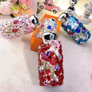 304 Stainless Steel Vacuum Flask Rhinestone Handcrafted Insulated Water Bottle Diamond Pearl Butterfly Flower Mug