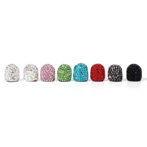 Sparkling rhinestone tire valve caps, universal bling crystal dust covers for car wheels 8pcs