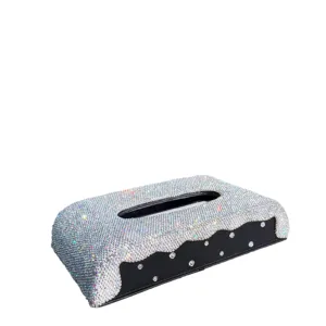 Caja de pañuelos strass coche, dispensador papel cristal brillante accesorio interior auto.