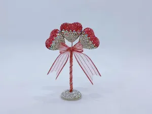 Strass Herz Ballon Auto Ornament Tischdekoration Rosa Schleife Kristall Handwerk Figur