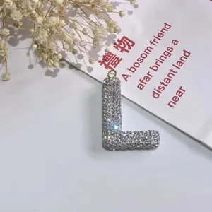 Glitzernder Buchstaben L Schlüsselanhänger mit Strass, funkelnder Taschenanhänger für Autoschlüssel.