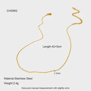 Minimalist stainless steel bead chain necklace for women, 42+5cm gold dainty jewelry.