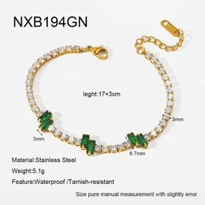 Stainless steel 18k gold plated colorful cubic zirconia tennis bracelet for women chic jewelry