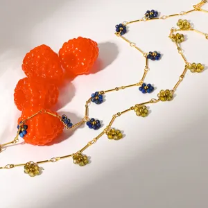 Catena clavicolare floreale vintage francese collana placcata oro 18k stile lusso di nicchia