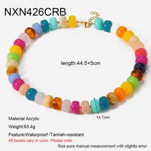 Collana di dichiarazione in perline acriliche colorate con chiusura in metallo per donne stile.