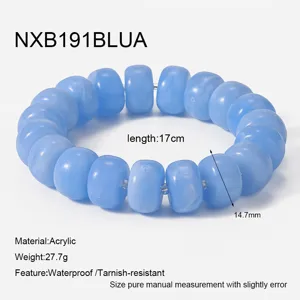 Bracciale con perline in acrilico azzurro grosso, lunghezza 17 cm con design impermeabile donna.