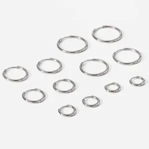Stainless steel hoop earrings set, high polished small round huggie earrings for women and men.