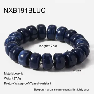 Bracciale di perle in acrilico blu scuro stile chunky gioielli di modo per le donne