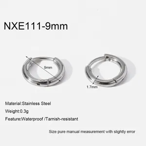 Stainless steel hoop earrings for women, minimalist polished small circle ear jewelry.