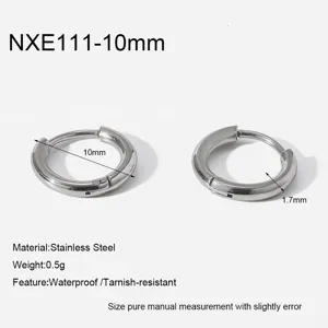 Stainless steel hoop earrings with high polish finish, waterproof and tarnish resistant style.