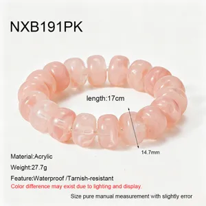 Bracciale con perline acriliche rosa stile vacanza gioielli di modo per donne 17cm