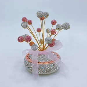 Strass auto ornament schitterend kristal ballon boeket bureau decoratie roze stijl