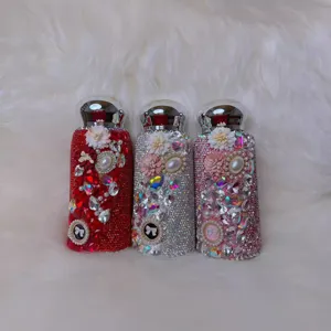 Bling rhinestone insulated water bottle, 304 stainless steel vacuum flask with sparkle diamonds.