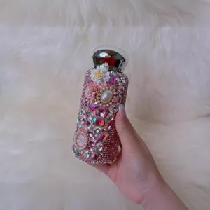 Bling rhinestone insulated water bottle 260ml cute stainless steel thermos cup for women