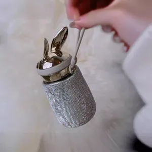 Rhinestone rabbit ears thermos bottle 300ml stainless steel portable cute water cup