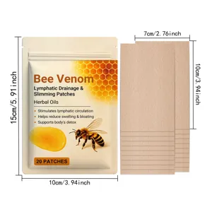 Bienengift Pflaster Detailansicht mit Beutel und Maßangaben für eine einfache tägliche Anwendung.