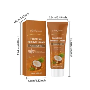 Kokosöl Gesichts-Haarentfernungscreme sanfte Formel 100g Tube mit Verpackungsdesign.