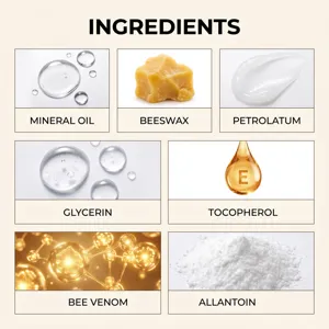 Bienenvenum Pflegepflaster Inhaltsstoff Detailgrafik mit wichtigen Formelelementen.