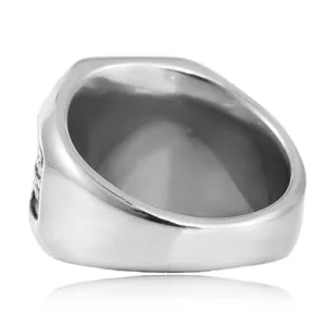 Stainless steel men ring vintage titanium steel punk rock band detail view wholesale.