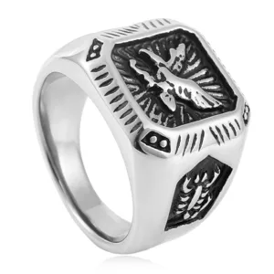 Stainless Steel Eagle Signet Ring Vintage Punk Mens Jewelry Retro Biker Finger Band