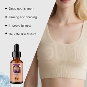Vista dettagliata del flacone di olio per il seno OceAura con contagocce e formula naturale.