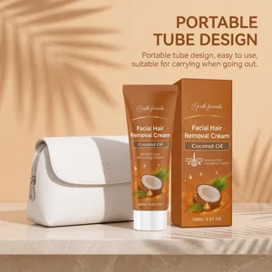 Tragbare Gesichts-Haarentfernungscreme mit Kokosnussöl, sanfte Formel, 100g Tubendesign.