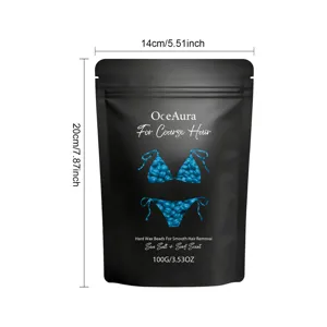 OceAura hard wax beads 100g for coarse hair removal with sea salt scent, professional wax.