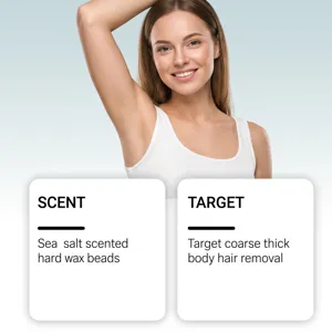 Close-up detail of sea salt hard wax beads for smooth and gentle coarse body hair removal.