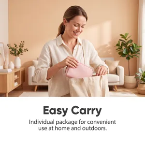 Détail de pochette cosmétique rose, trousse de maquillage portable pour voyage et usage quotidien.