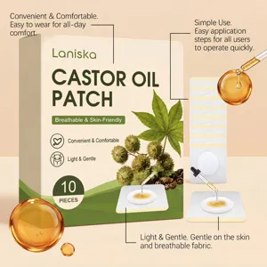 Patchs corporels à l'huile de ricin Laniska 10 pcs, respirants et doux pour les soins quotidiens.