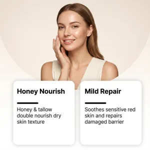 Detailansicht der Nährcreme mit Honigextrakt zur Hautpflege und Reparatur trockener Haut.