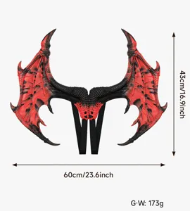 Kinderen Halloween drakenvleugels kostuum rekwisiet, rood-zwarte vleugels met riemen, 60x43cm