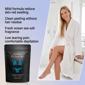 Oceaura hard wax beads for coarse hair, sea salt scented body hair removal wax, 100g.