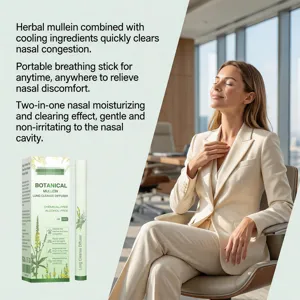 Portable herbal mullein nasal breathing stick for refreshing relief and respiratory comfort.