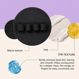 Exfoliating bath pad detail showing micro texture and flexible TPR material for deep cleaning.