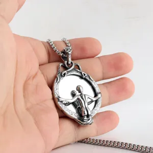 Collana con ciondolo specchio teschio punk retro in acciaio inossidabile per gioielli gotici
